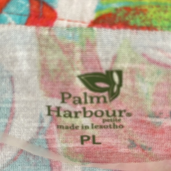 Palm Harbor Top PL Floral Tropical Hawaiian Palm Leaf 3/4 sleeve - Picture 2 of 9